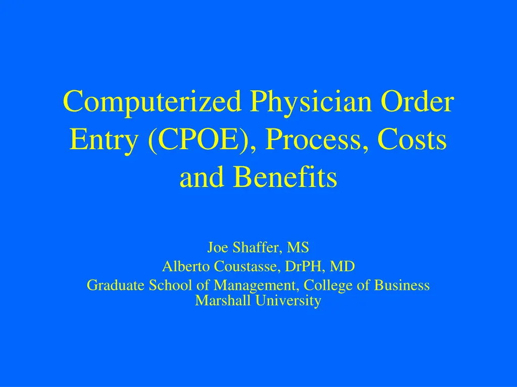 computerized physician order entry cpoe process