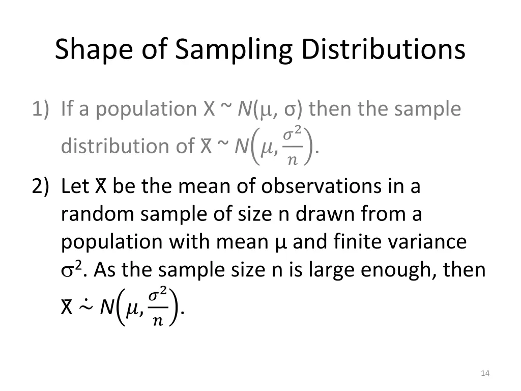 shape of sampling distributions 1