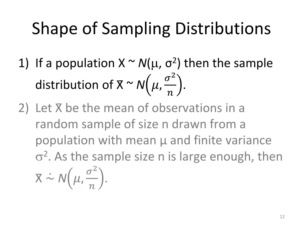 shape of sampling distributions