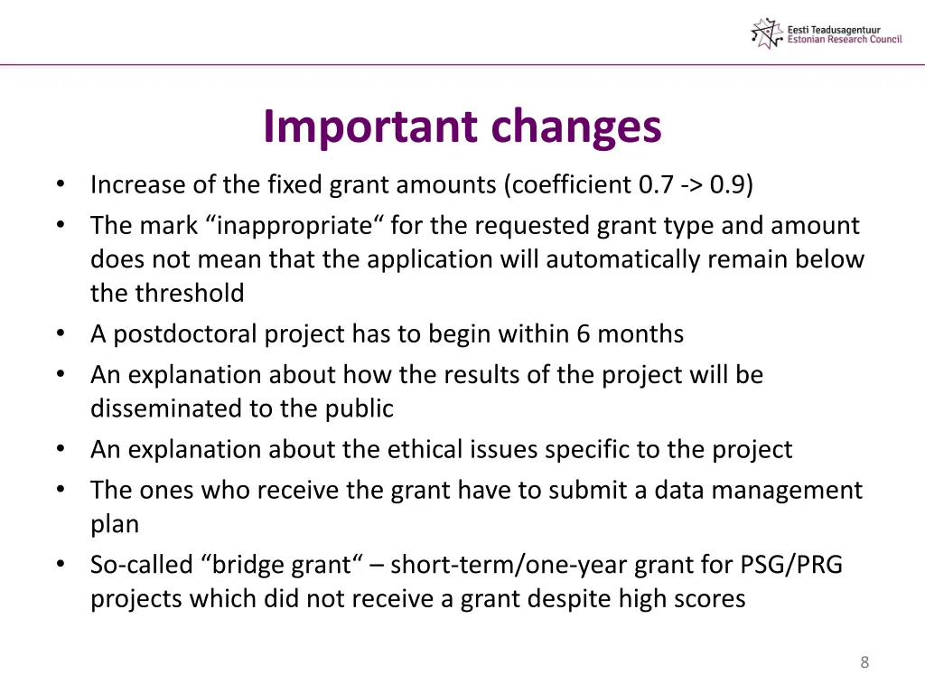 important changes