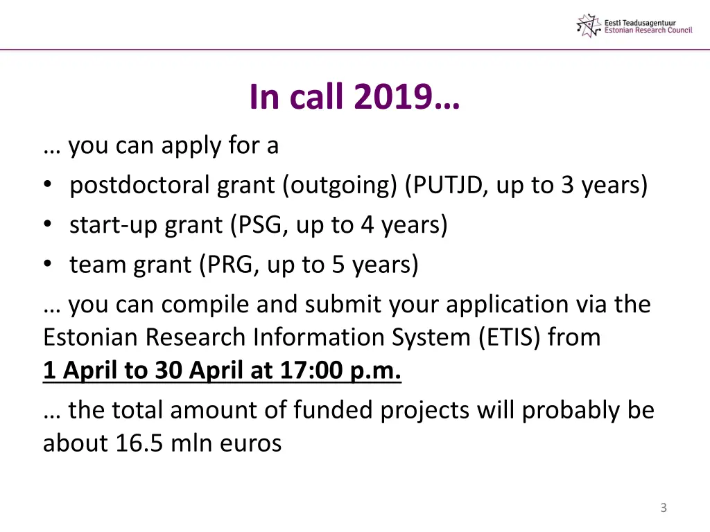 in call 2019