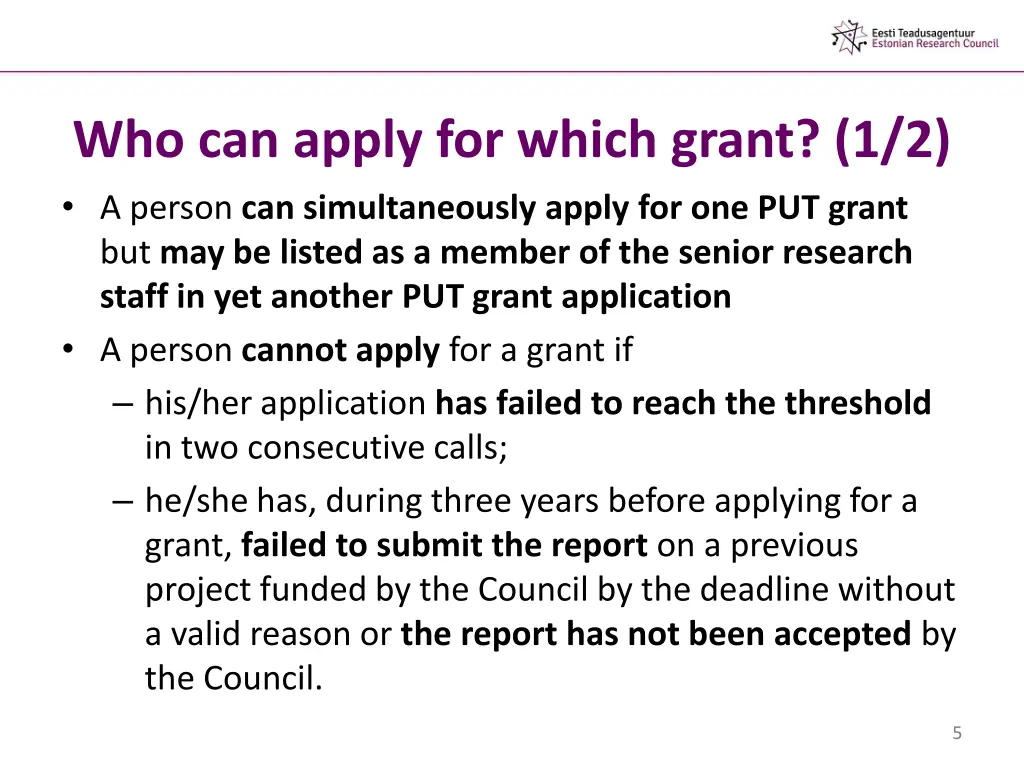 who can apply for which grant 1 2 a person