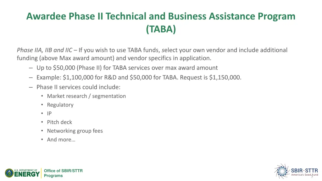awardee phase ii technical and business