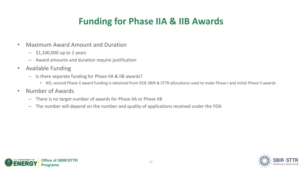 funding for phase iia iib awards