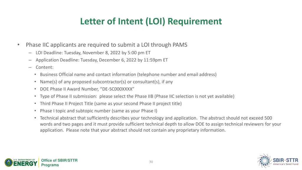 letter of intent loi requirement 1
