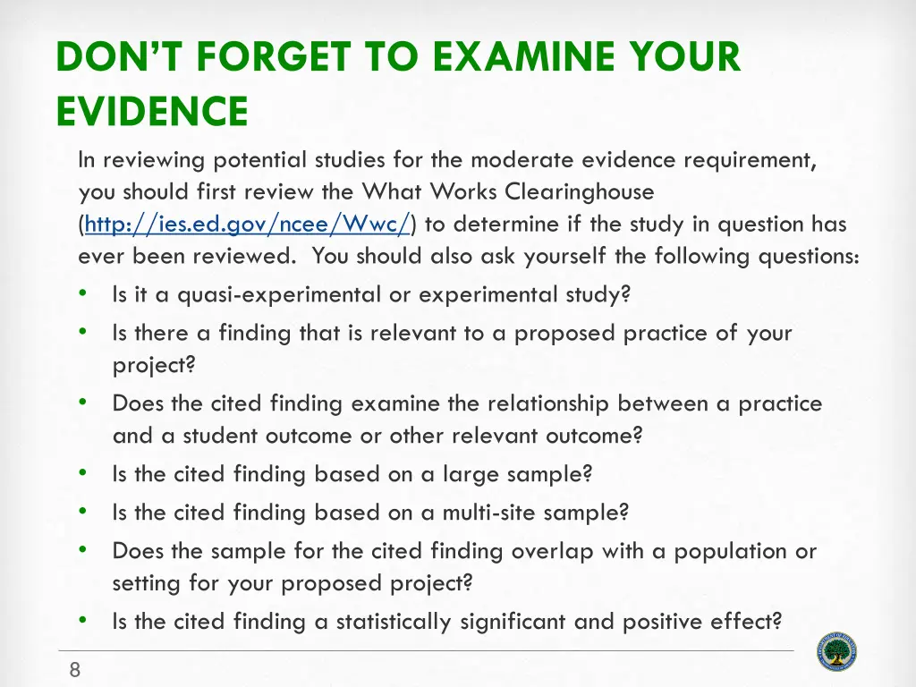 don t forget to examine your evidence