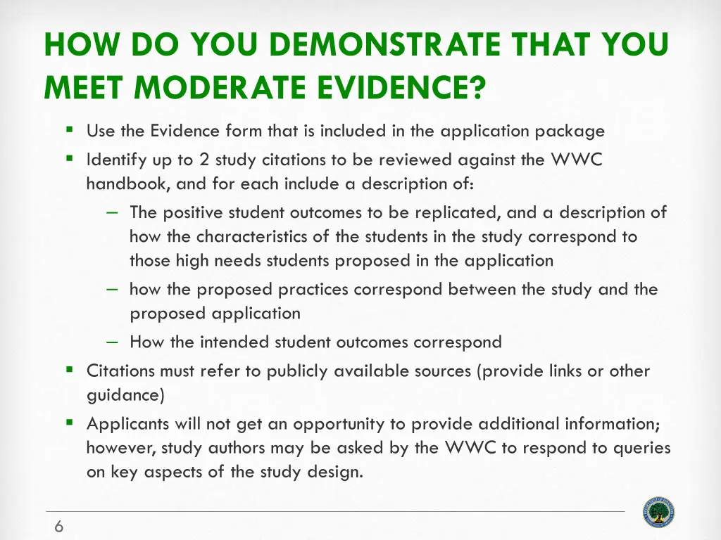 how do you demonstrate that you meet moderate