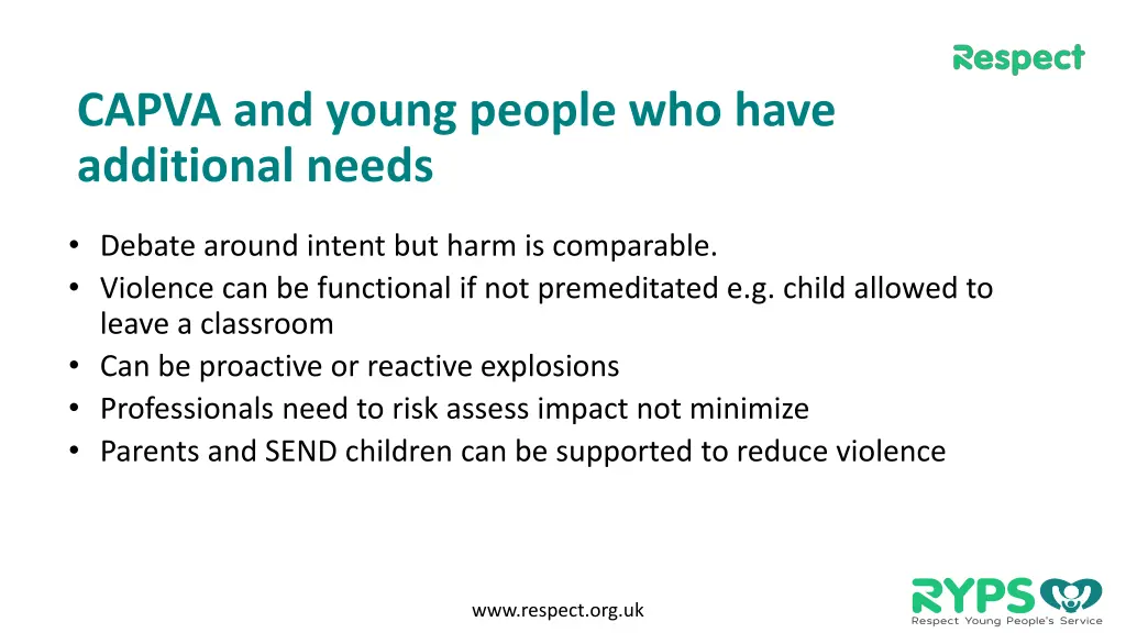 capva and young people who have additional needs