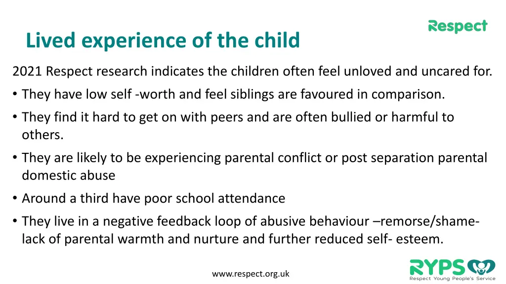 lived experience of the child
