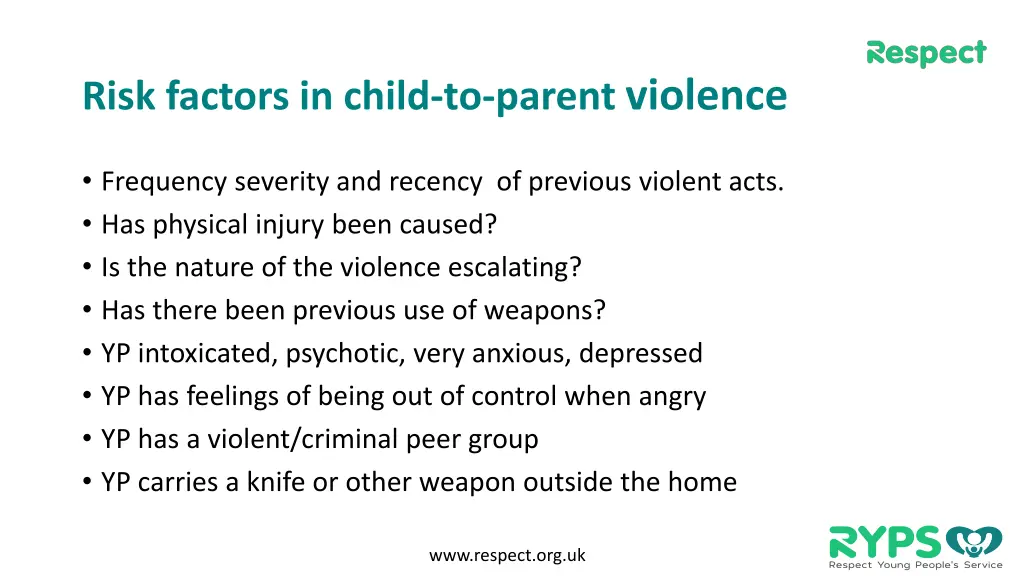 risk factors in child to parent violence
