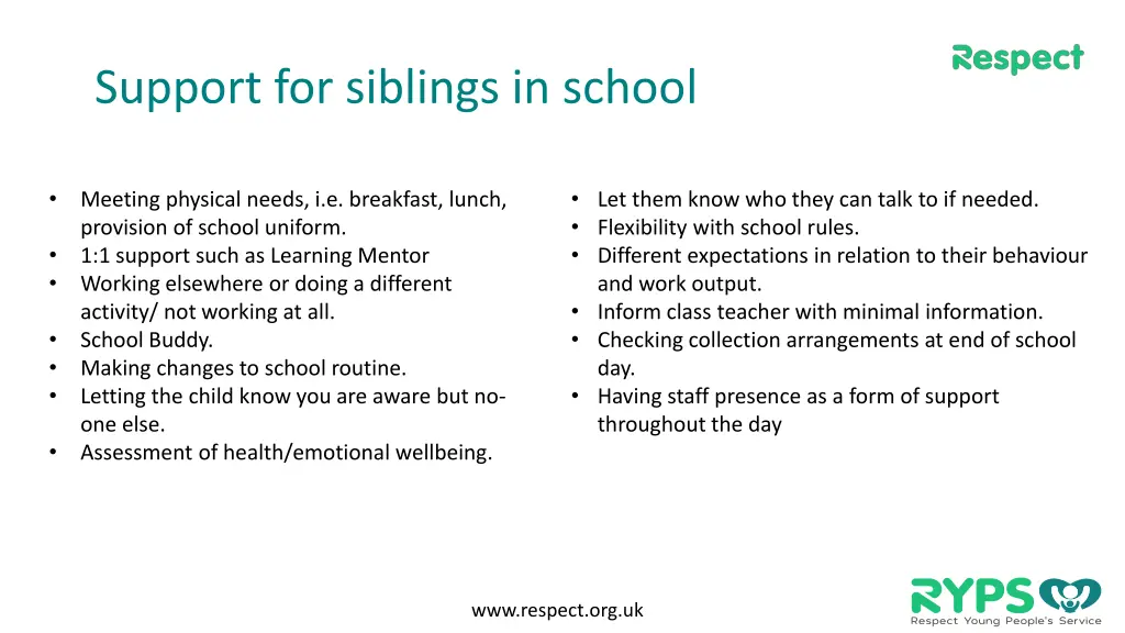 support for siblings in school