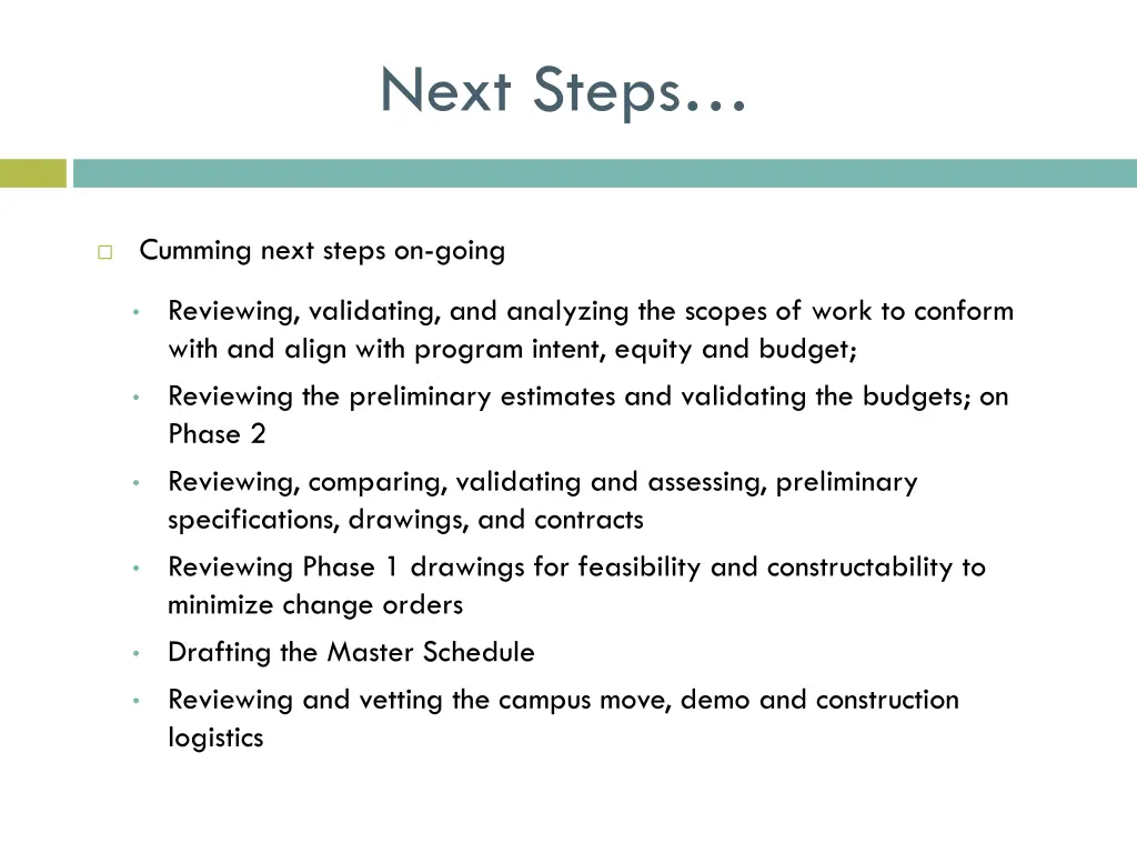 next steps
