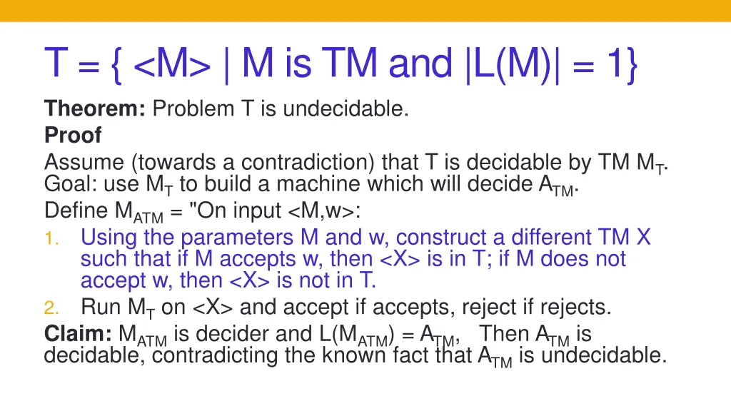 t m m is tm and l m 1 theorem problem