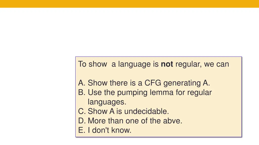 to show a language is not regular we can
