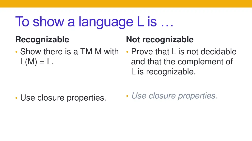 to show a language l is