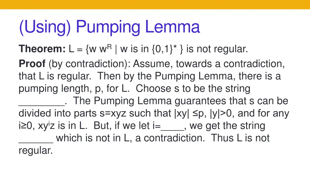 using pumping lemma