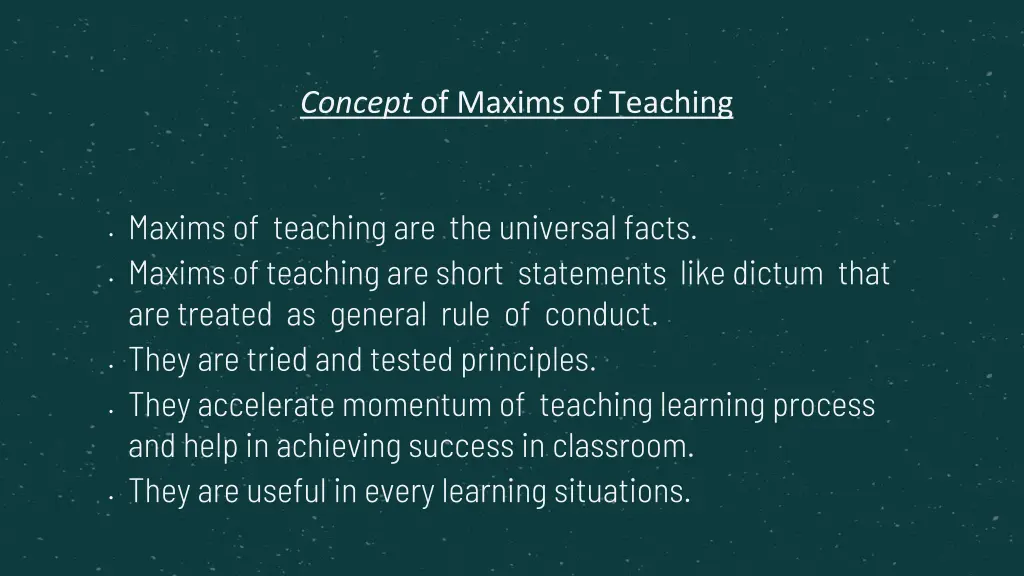 concept of maxims of teaching