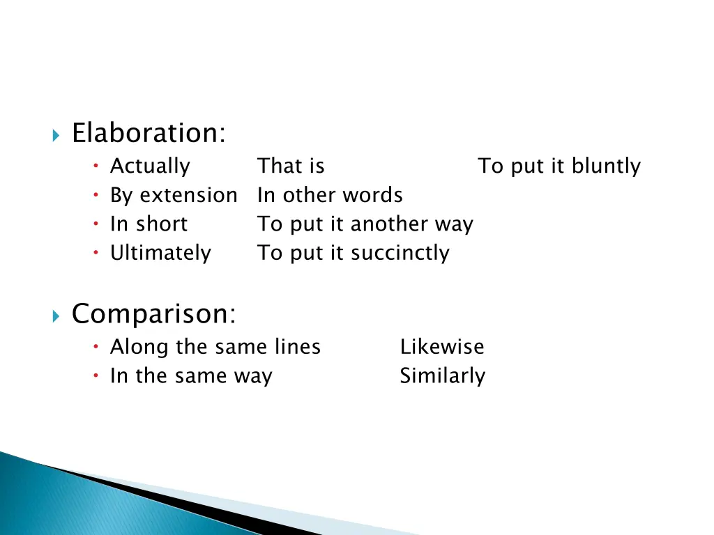 elaboration actually by extension in short