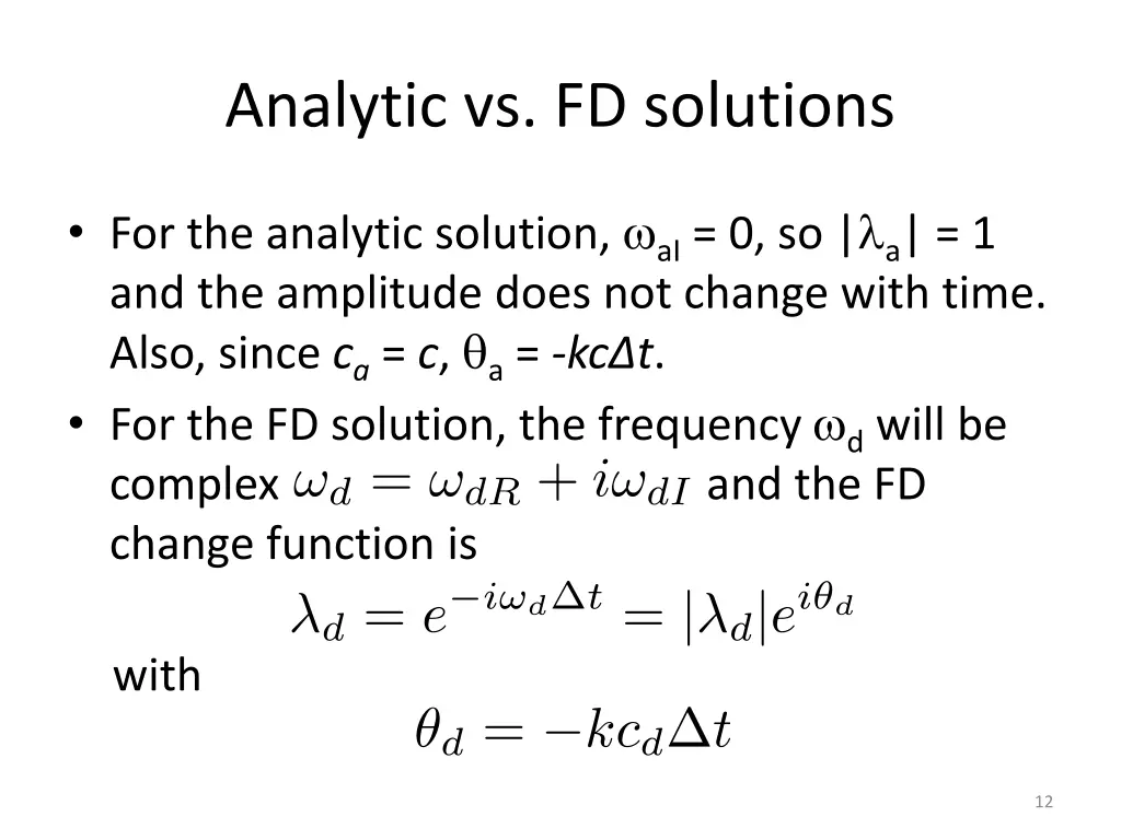 analytic vs fd solutions