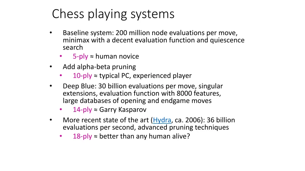 chess playing systems