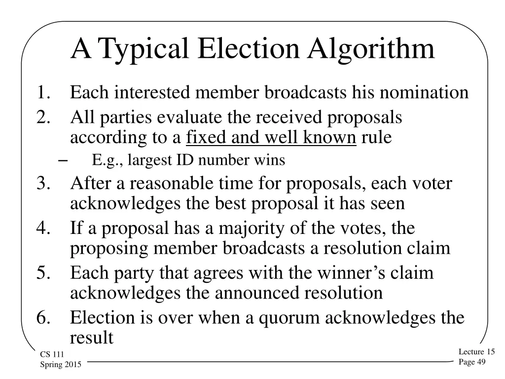 a typical election algorithm