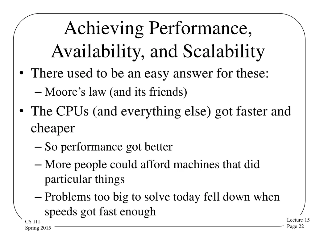 achieving performance availability