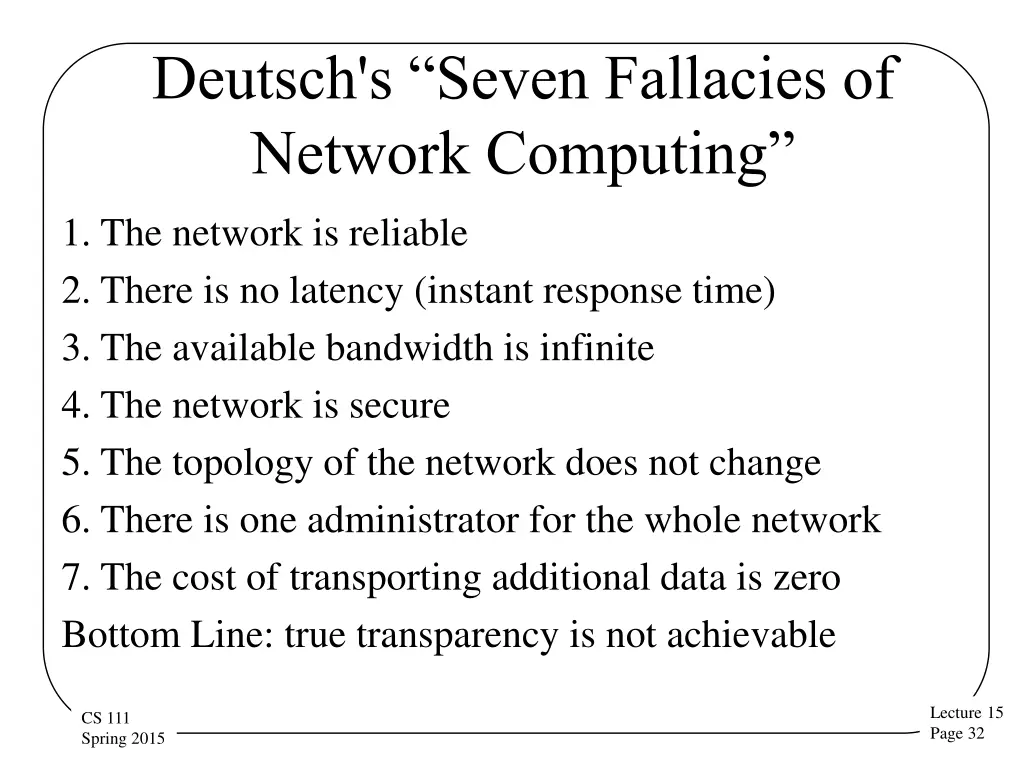 deutsch s seven fallacies of network computing