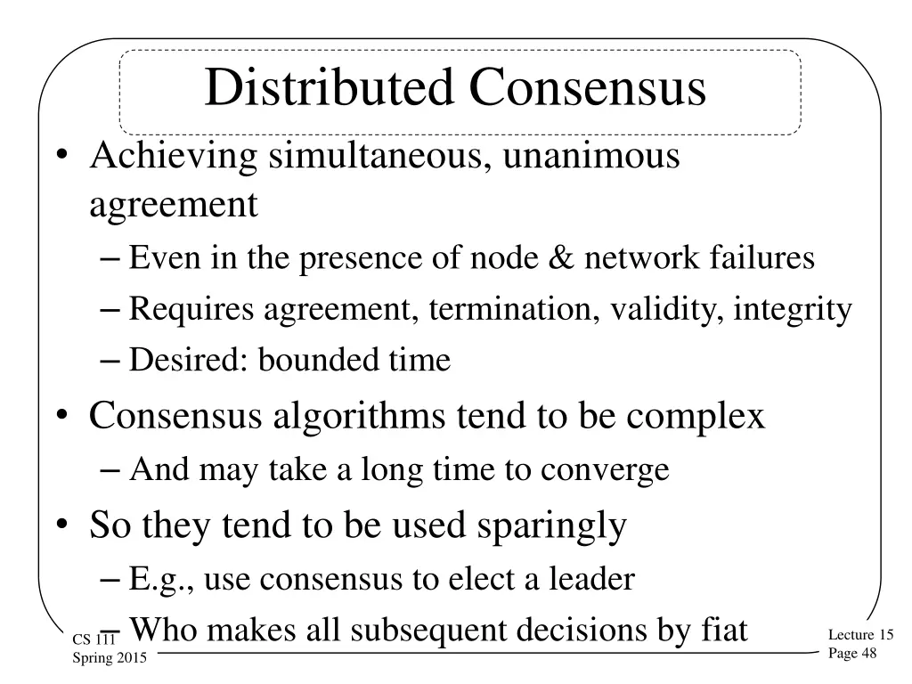 distributed consensus achieving simultaneous