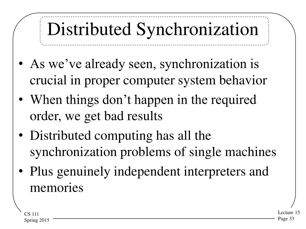 distributed synchronization