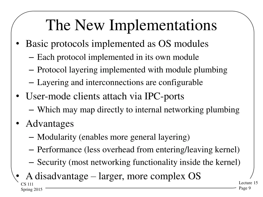 the new implementations basic protocols