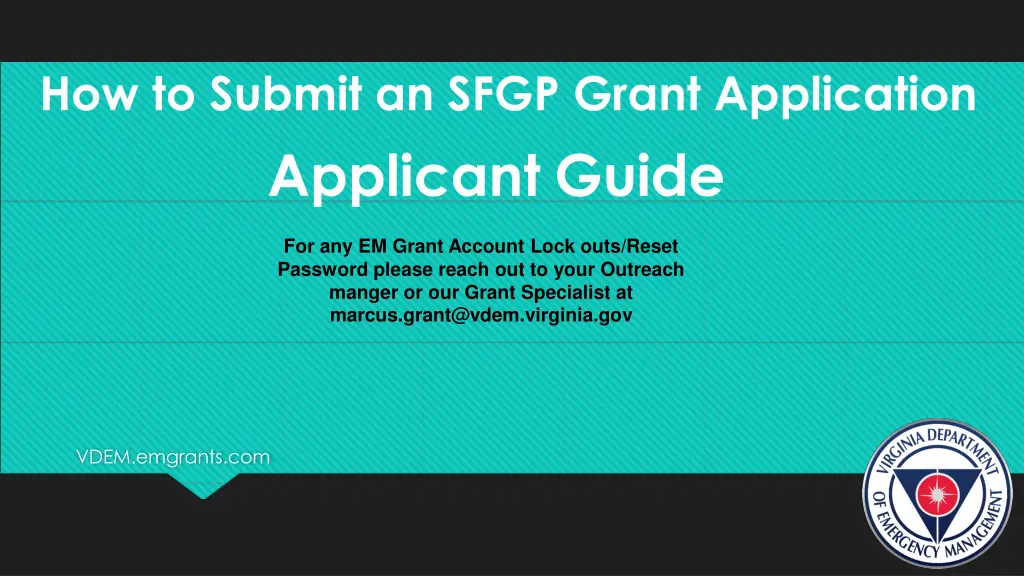 how to submit an sfgp grant application applicant