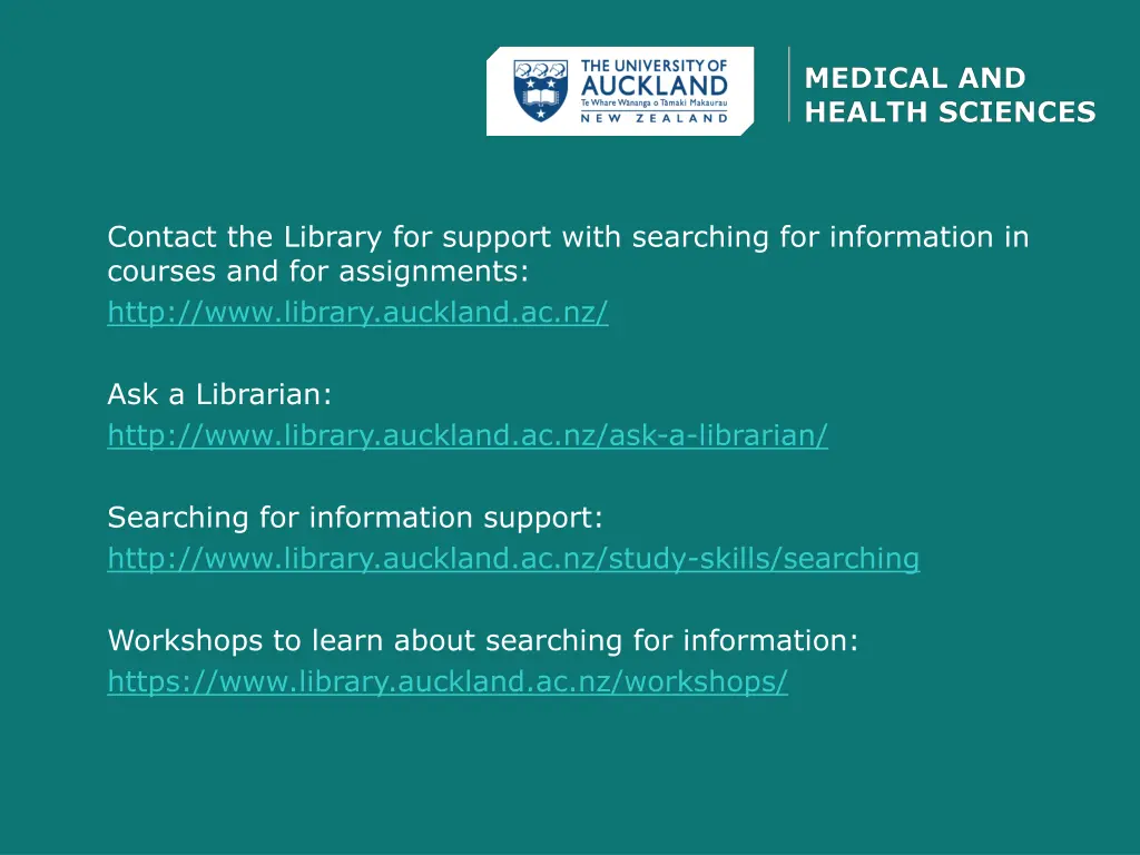 contact the library for support with searching