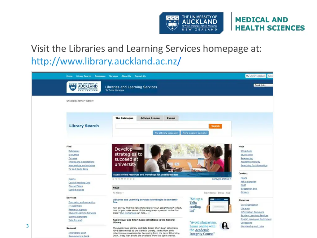visit the libraries and learning services