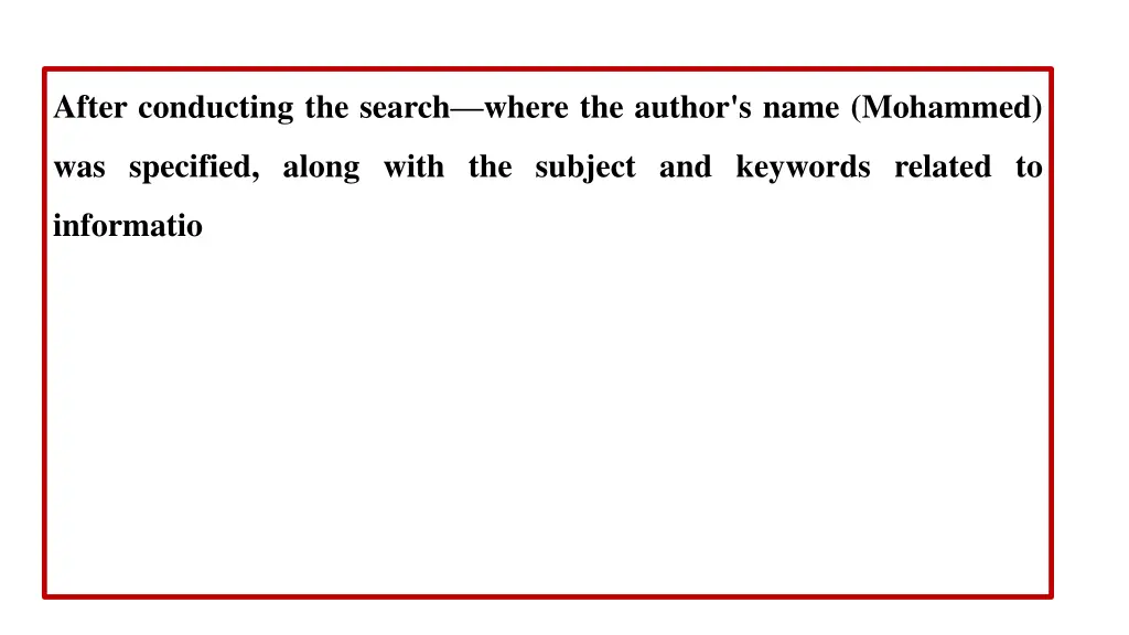after conducting the search where the author 1