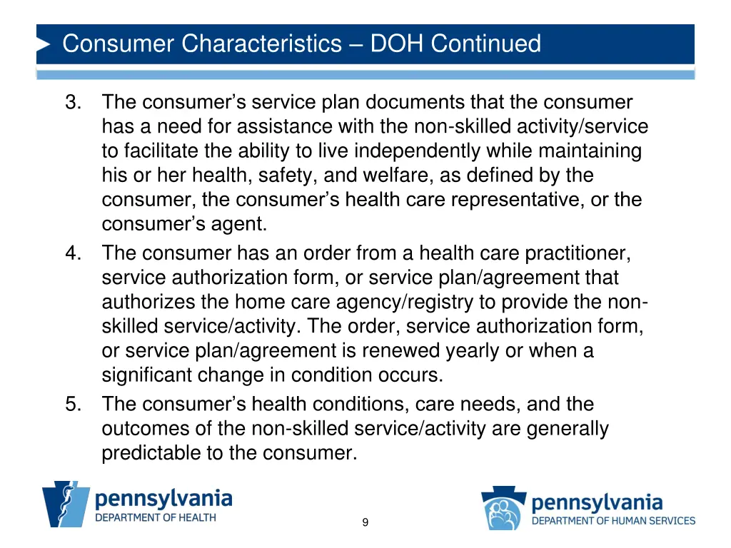 consumer characteristics doh continued