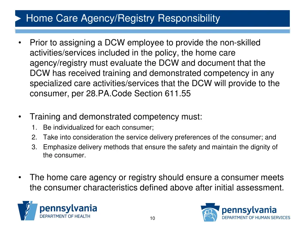 home care agency registry responsibility