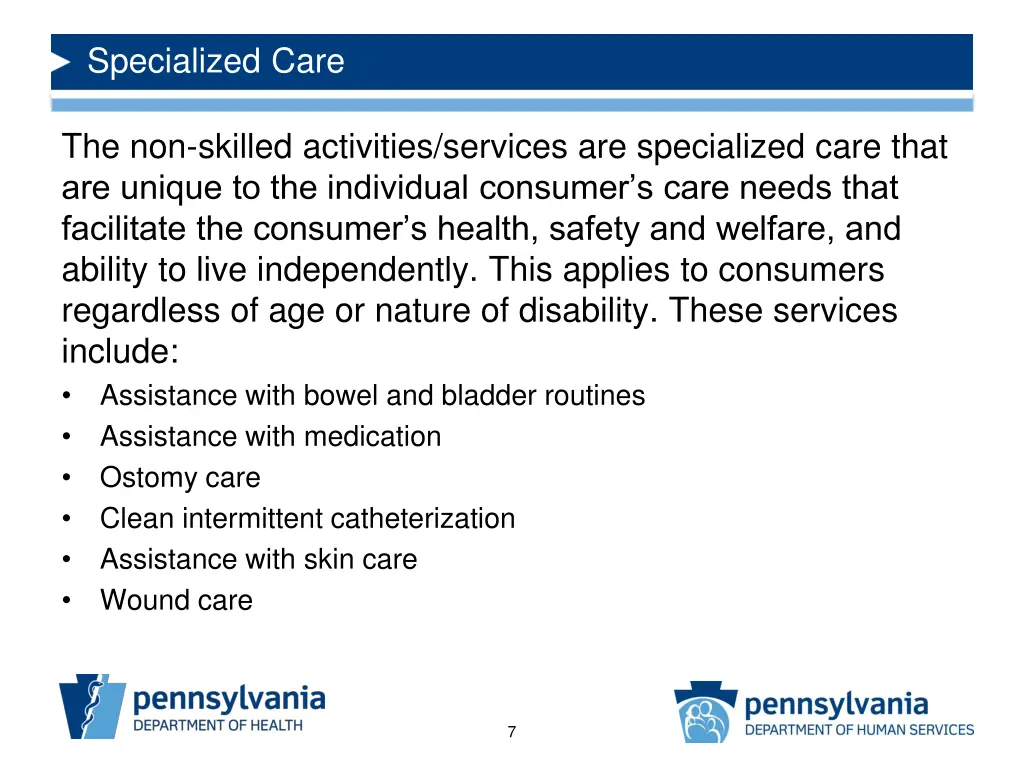 specialized care