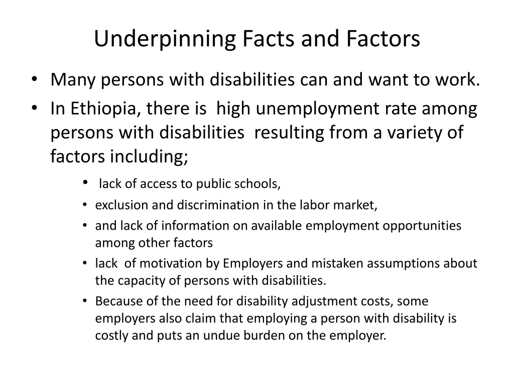 underpinning facts and factors