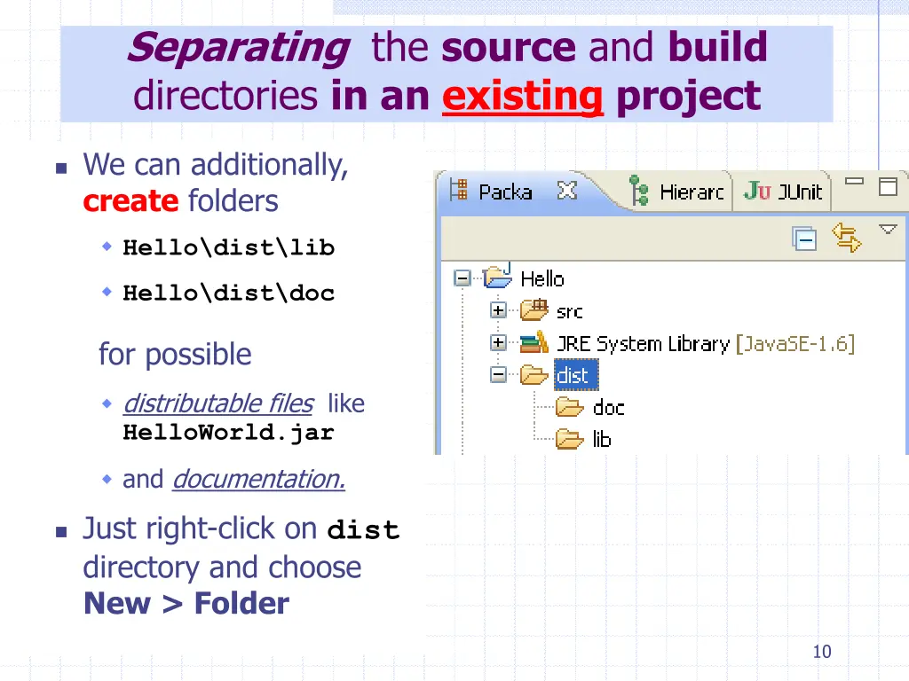 separating the source and build directories 5
