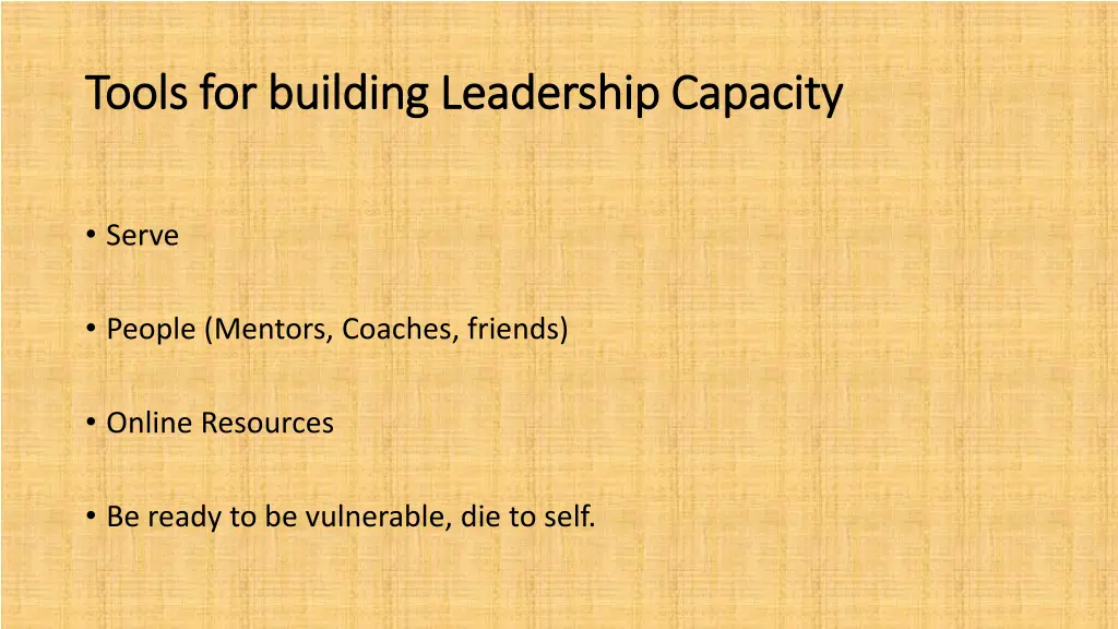 tools for building leadership capacity tools