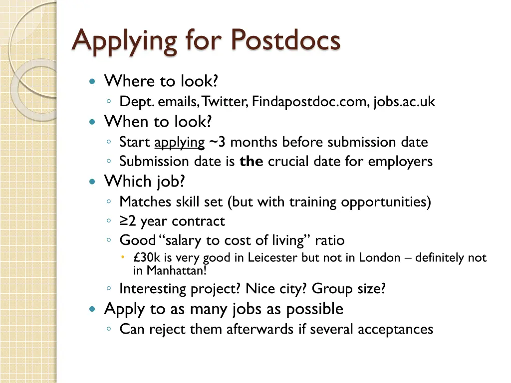 applying for postdocs
