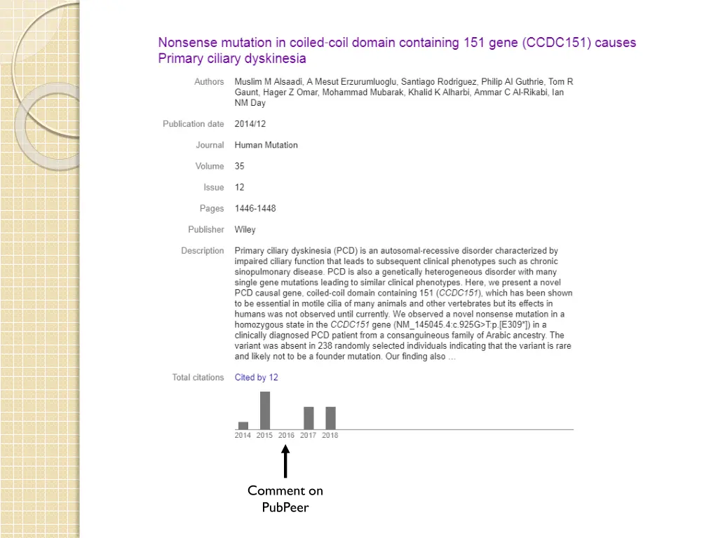 comment on pubpeer