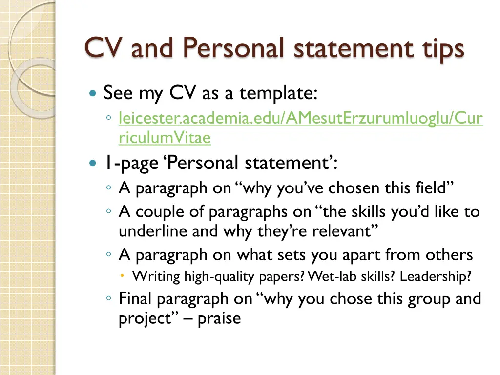 cv and personal statement tips
