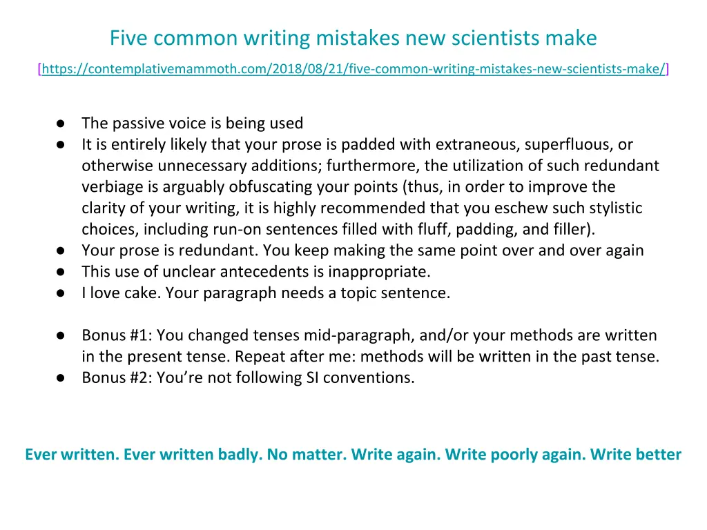 five common writing mistakes new scientists make