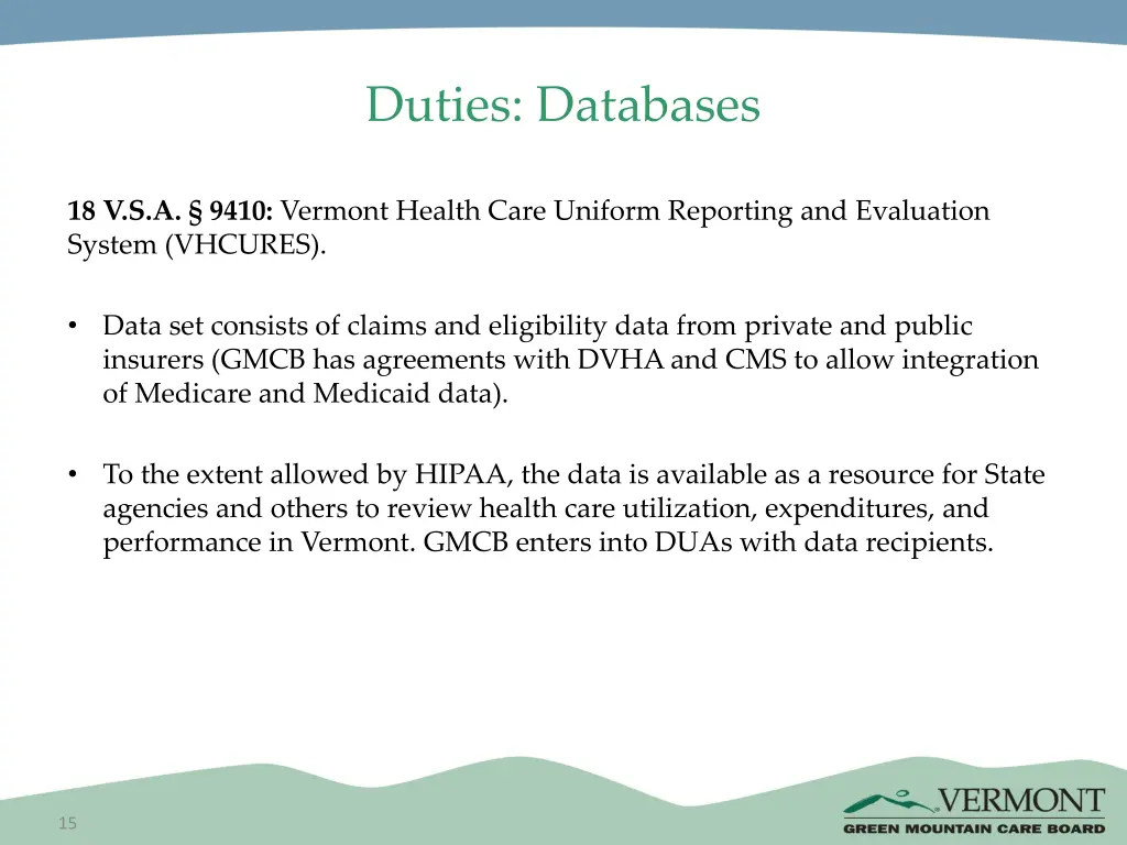 duties databases