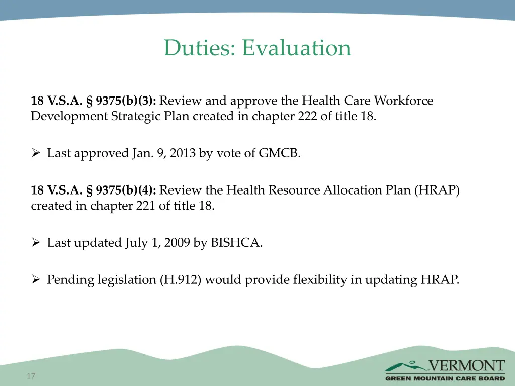 duties evaluation