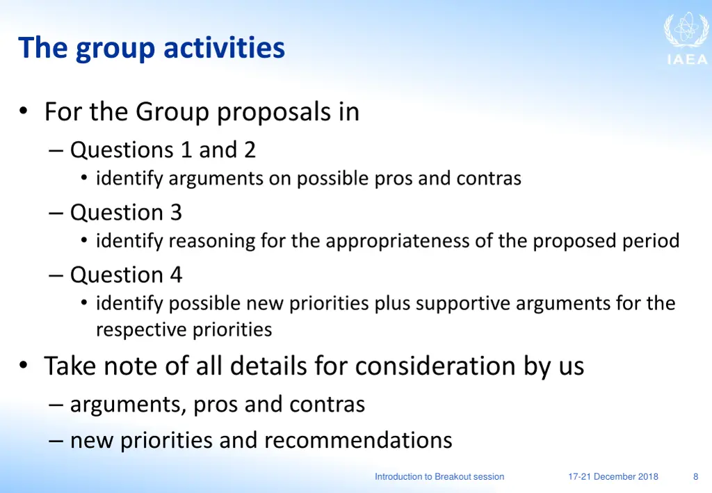 the group activities