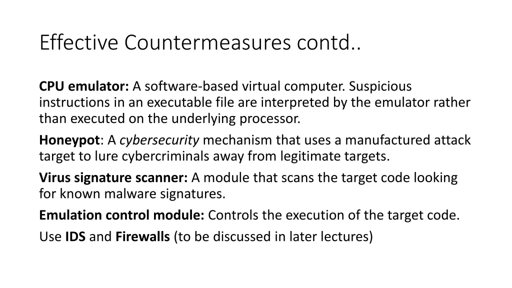 effective countermeasures contd
