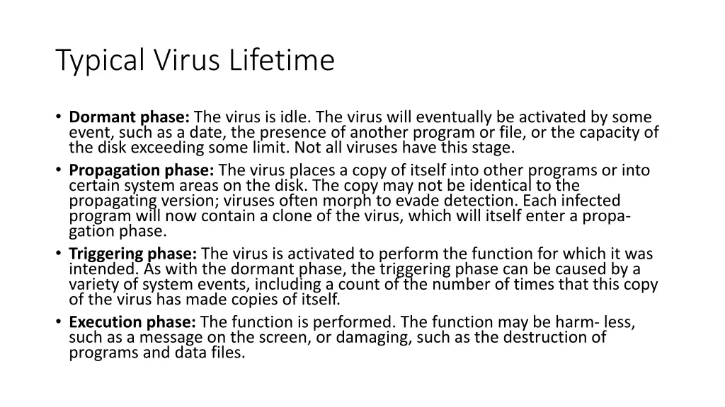 typical virus lifetime