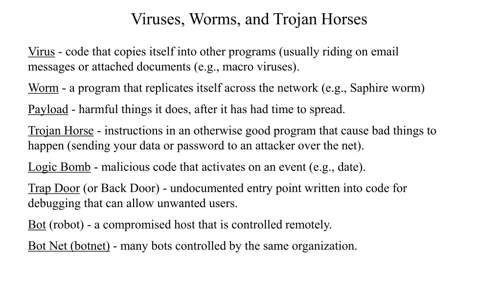 viruses worms and trojan horses